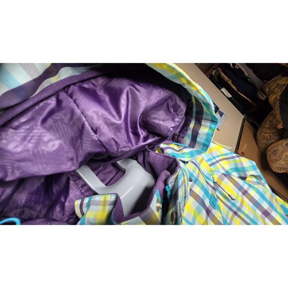 DC Exotex 5K Series Womens Hooded Ski Snowboard Jacket Plaid Pattern Zip Pockets - Picture 3 of 15